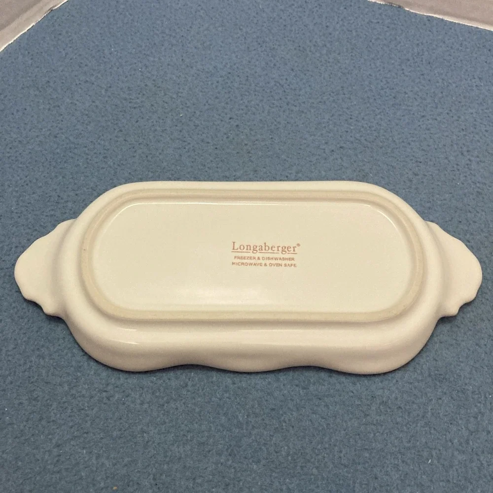 Longaberger Pottery Vintage Vines Cream Butter Dish - No Lid